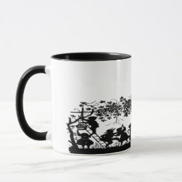 Caneca Ilustração de Silhueta de Merrimento Externo de ou