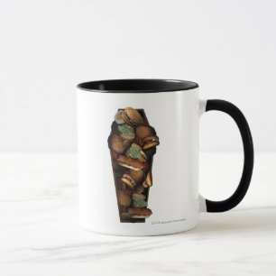 Caneca Ilustração de um caixão enchido com o fast food