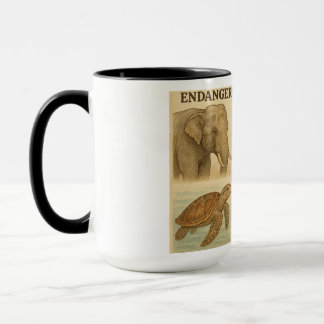Caneca Ilustração de Vintagem de Espécies Ameaçadas