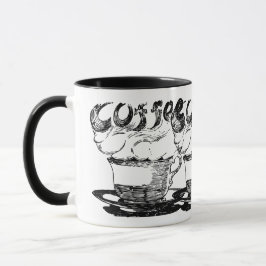 Caneca Ilustração desenhada à mão, bebida de café