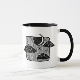 Caneca Ilustração Desenhada à Mão do Céu Noturno com Lua 