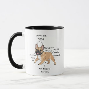 Caneca Ilustração Divertida da Anatomia de um Bulldog Fra