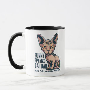 Caneca Ilustração Divertida de Pai de Gato Sphynx