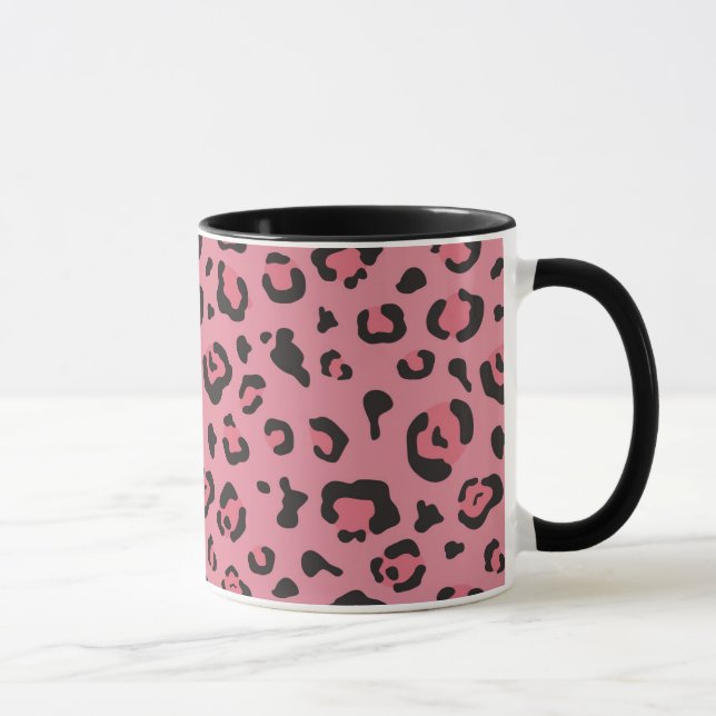 Caneca Ilustração do animal do rosa do leopardo (Direita)