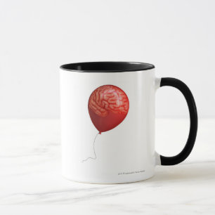Caneca Ilustração do balão com um cérebro sobrepor