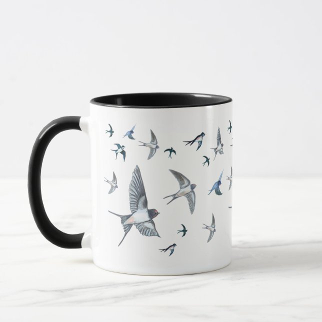 Caneca Ilustração Do Bando De Aves De Engorda Voadoras (Esquerda)