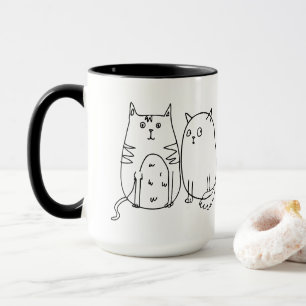 Caneca Ilustração do desenho de arte de gangue Cat Line