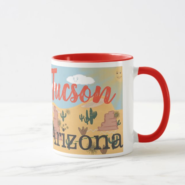 Caneca Ilustração do deserto da arizona de Tucson (Direita)