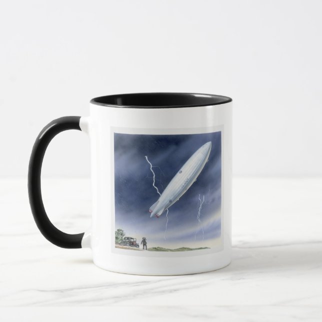 Caneca Ilustração do dirigível que está sendo golpeado (Esquerda)