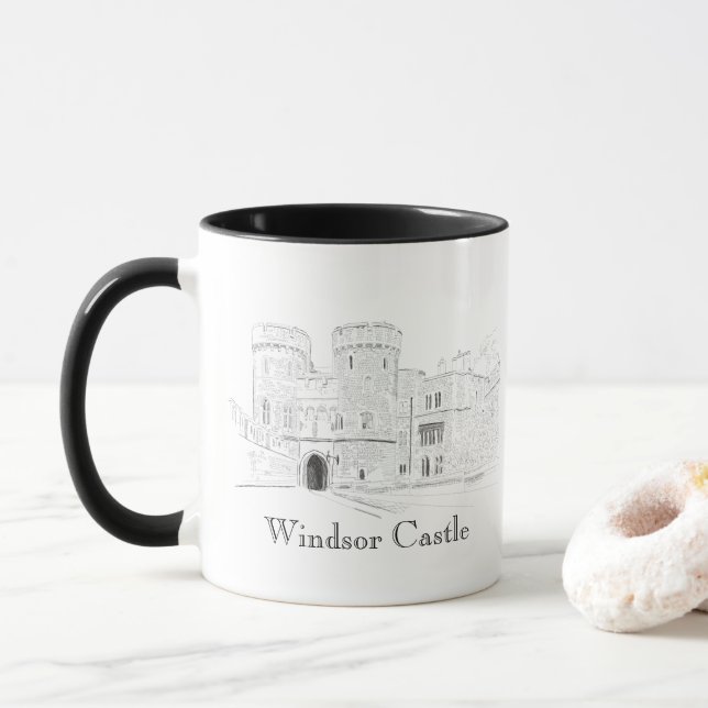 Caneca Ilustração do Landmark Icônico do Castelo de Winds (Com Donut)