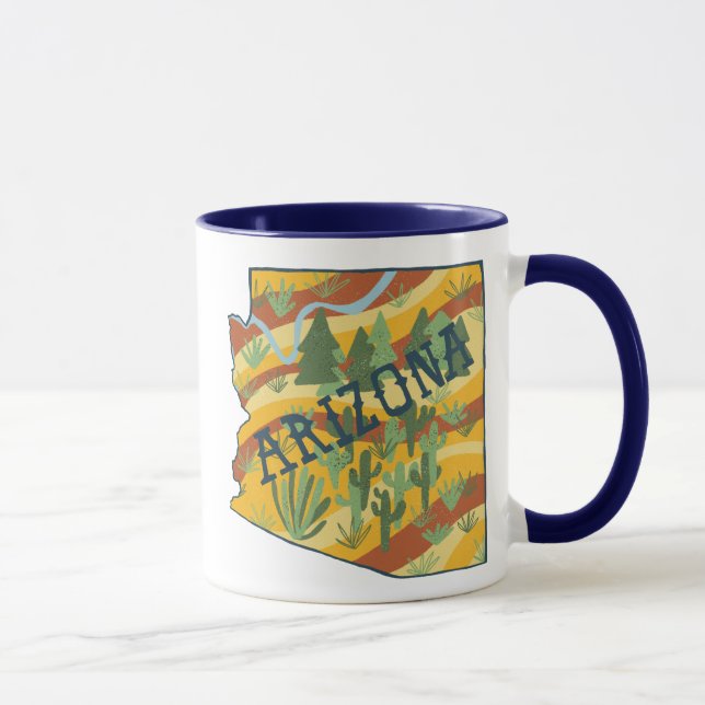 Caneca Ilustração do Mapa do Estado da arizona (Direita)