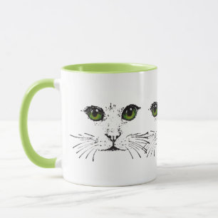 Caneca Ilustração em Olhos Verdes Brilhantes Rostos de Ga