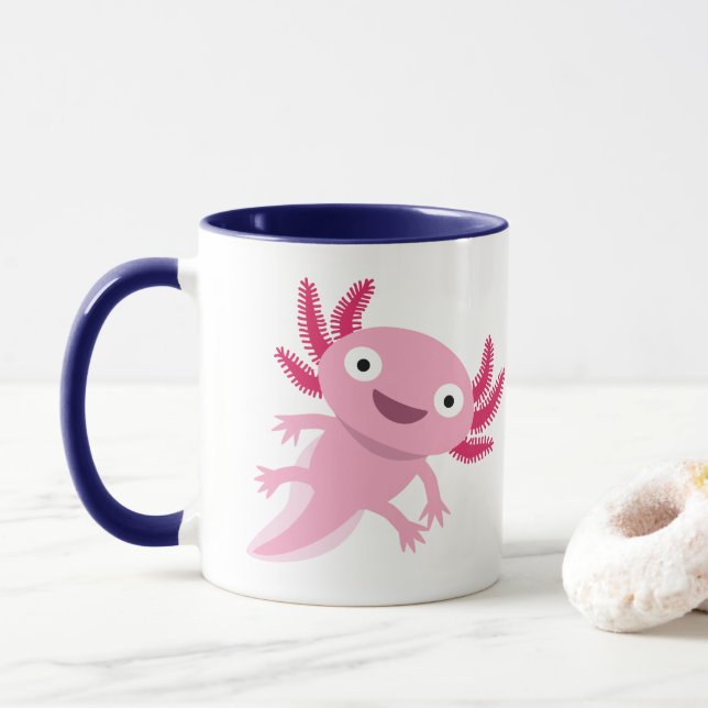 Caneca Ilustração Engraçada Axolotl (Com Donut)