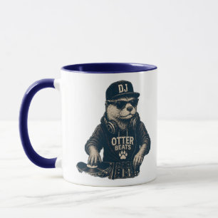 Caneca Ilustração engraçada de toca-discos retrô de DJ An