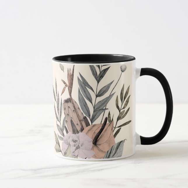 Caneca Ilustração Floral do Jardim Botânico Boho (Direita)