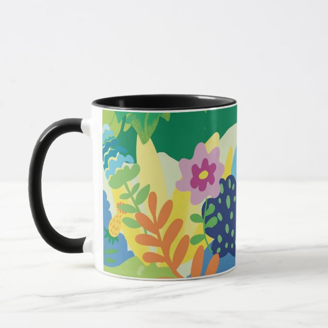 Caneca Ilustração floral tropical, flores de verão (Esquerda)