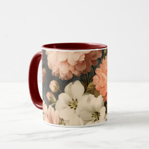 Caneca Ilustração Floral Vintage com Flores Mistas