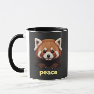 Caneca Ilustração Fofa de Panda Vermelho "Paz" para Crian