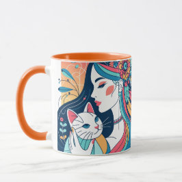 Caneca Ilustração Gráfica de Senhora Cat
