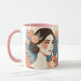 Caneca Ilustração Gráfica de Senhora Cat