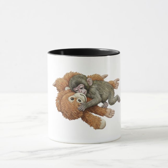 Caneca Ilustração Macaco Golpe, Bebê Macaco Orangotango A (Centro)