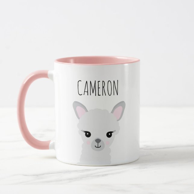 Caneca Ilustração Personalizada de Llama Moderno de Cute (Esquerda)