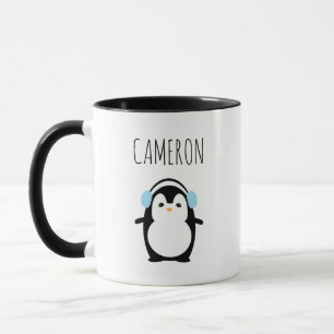 Caneca Ilustração personalizada de pinguim moderno em um