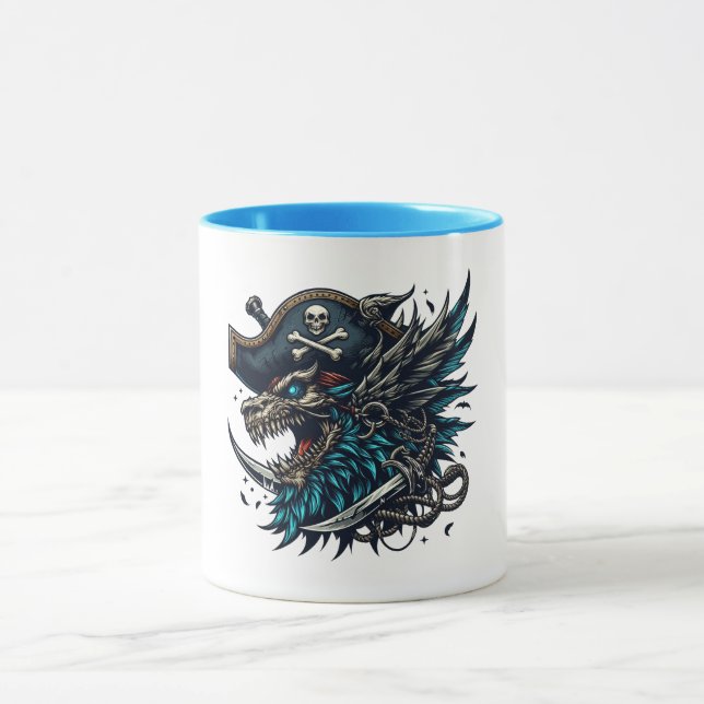 Caneca Ilustração Pirata Dragão Azul (Centro)
