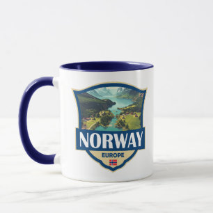 Caneca Ilustração Retro Insígnia Noruega
