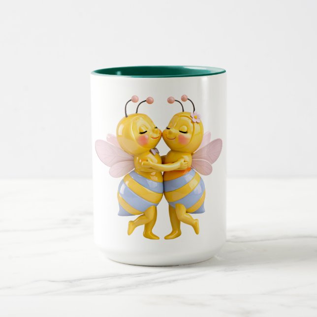 Caneca Ilustração romântica de abelha ternura (Centro)
