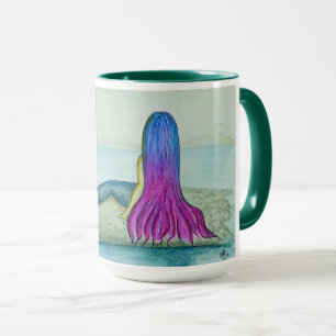 Caneca ilustração sereia pintada à mão