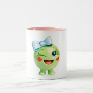 Caneca Ilustração Sorridente Verde Fofa