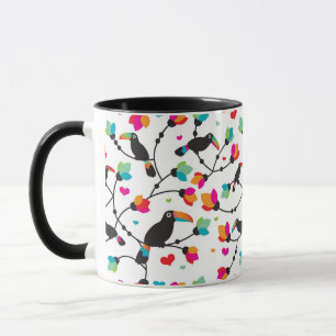 Caneca ilustração tropical do pássaro toucan bonito