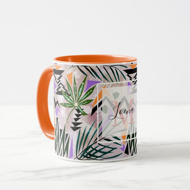 Caneca Ilustração tropical guiada havaiana, Co com dois t (Frente Esquerda)