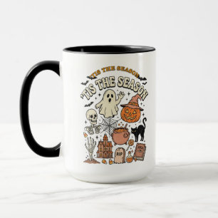 Caneca Ilustração Vintage de Aglomeração Assombrada de Ha
