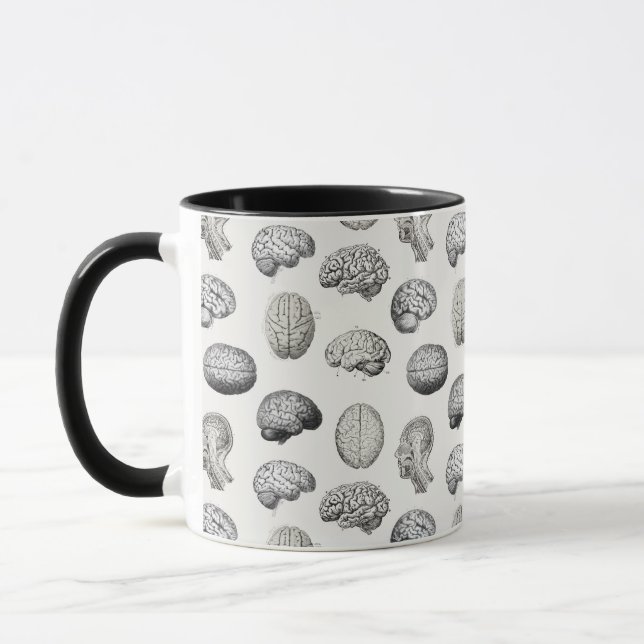 Caneca Ilustrações de Anatomia do Cérebro Vintage Biologi (Esquerda)
