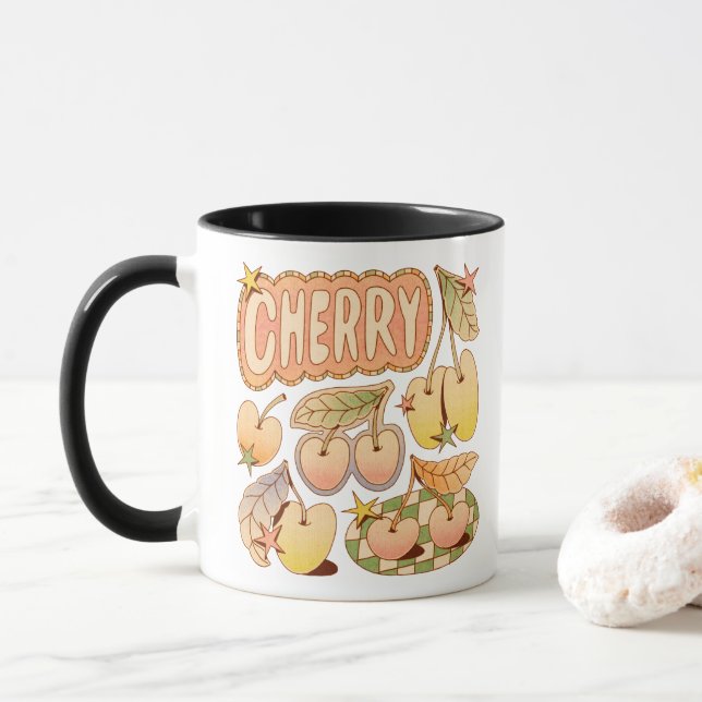 Caneca Ilustrações de Cereja/Cereja (Com Donut)