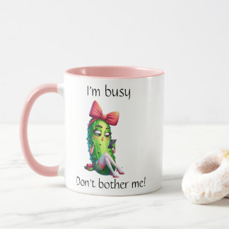 Caneca "I'm Busy Don't Bother Me" Sassy Pickle Girl Mug