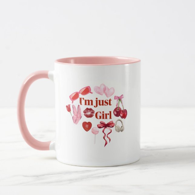 Caneca I'm Just Girl – Cute Pink Aesthetic Mug  (Esquerda)
