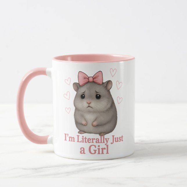 Caneca I'm Literally Just a Girl Sad Hamster Funny Girly (Esquerda)