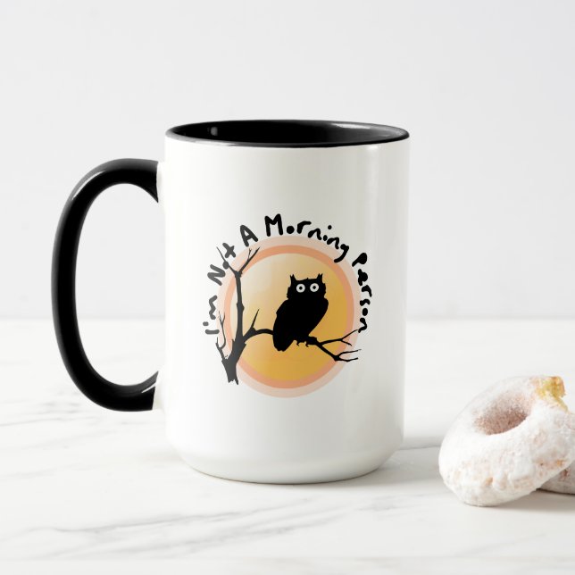 Caneca I'm Not A Morning Person funny owl quote (Com Donut)