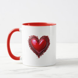 Caneca Image d'un coeur rouge semblable à un bijou.