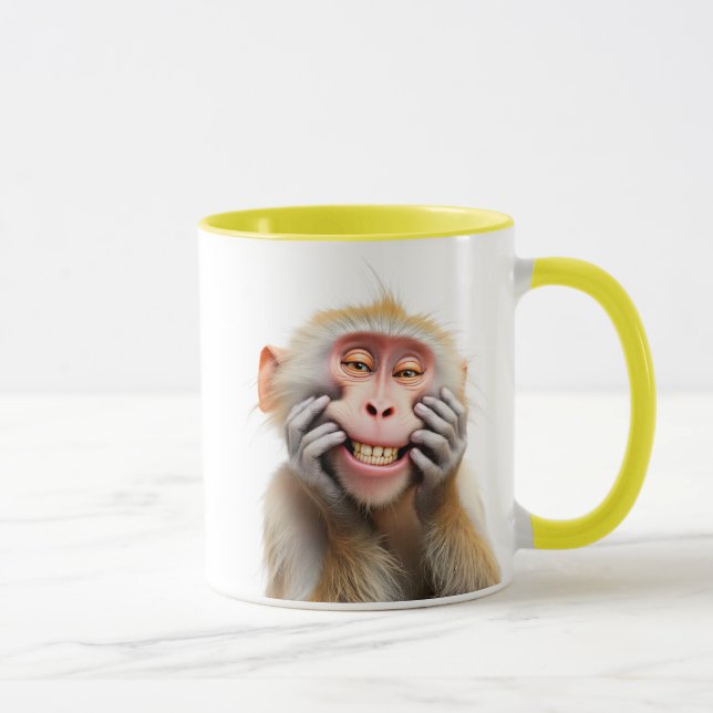 Caneca Image humoristique d'un singe farceur qui grimace. (Direita)