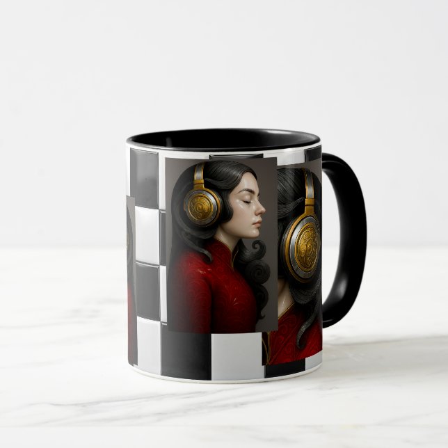 Caneca Image surréaliste femme et musique (Frente Esquerda)