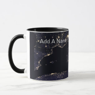 Caneca Imagem da NASA Itália à Noite