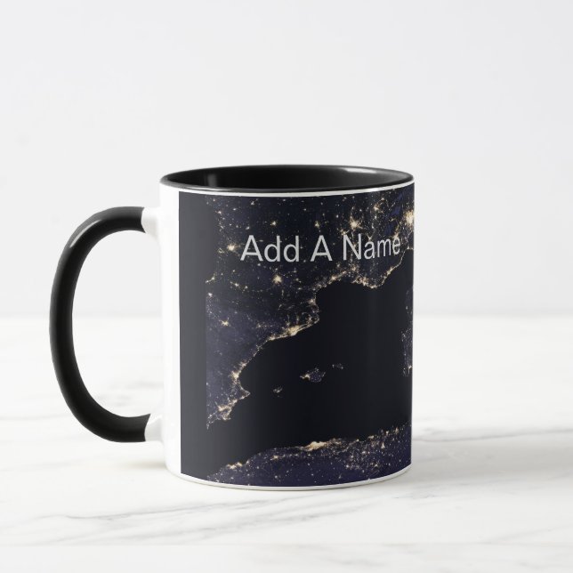 Caneca Imagem da NASA Itália à Noite (Esquerda)