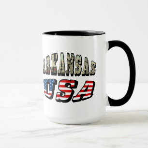 Caneca Imagem de Arkansas e Texto de Sinalizador EUA