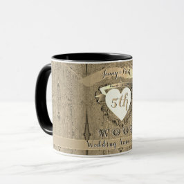 Caneca Imagem de "Madeira" do 5º Aniversário de Casamento