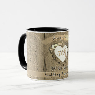 Caneca Imagem de "Madeira" do 5º Aniversário de Casamento