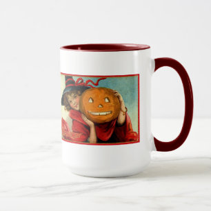 Caneca Imagem de Vintage do Halloween Jovem Rapariga e Bo